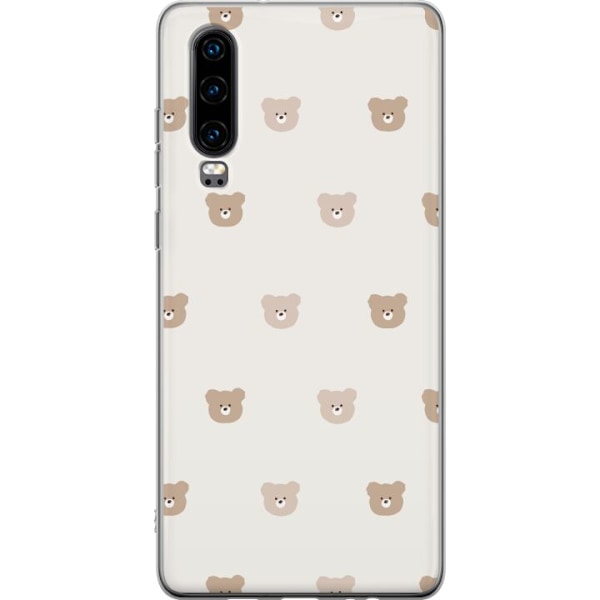 Huawei P30 Läpinäkyvä kuori Teddy-tausta - söpöt teddykarhut pehmeällä taustalla