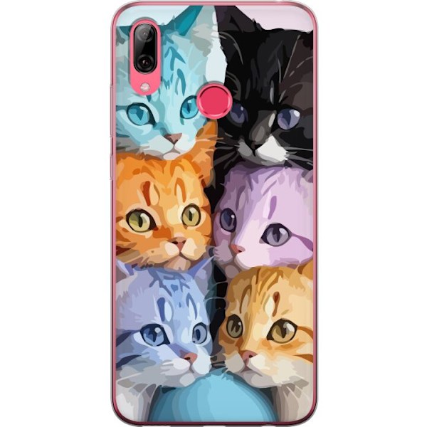 Huawei Y7 (2019) Gennemsigtig cover Farverige Katte