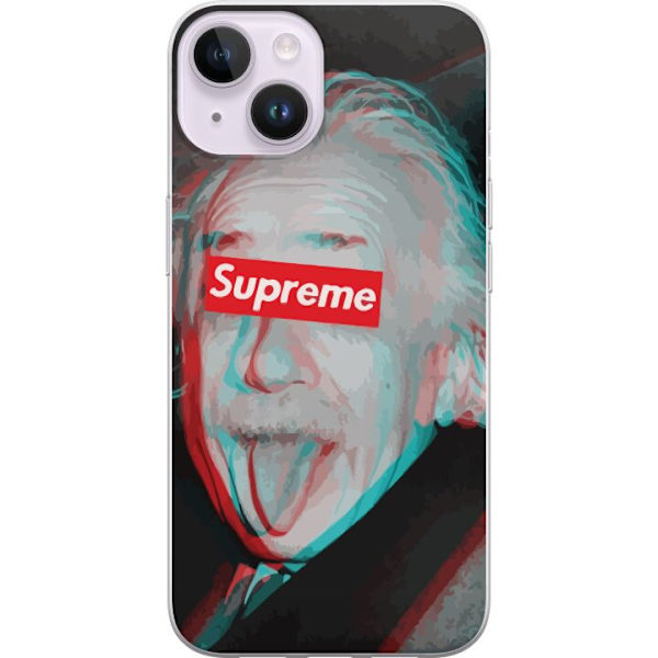 Apple iPhone 15 Läpinäkyvä kuori Supreme Albert Einstein 3D Motiivi Katumuoti Suunnittelu Suosittu Tiede Ikoni Kaupunkitaide
