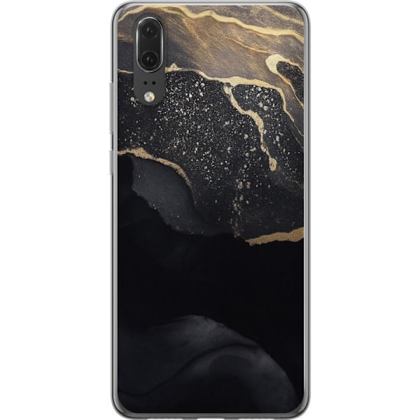 Huawei P20 Gennemsigtig cover Sort guld abstrakt