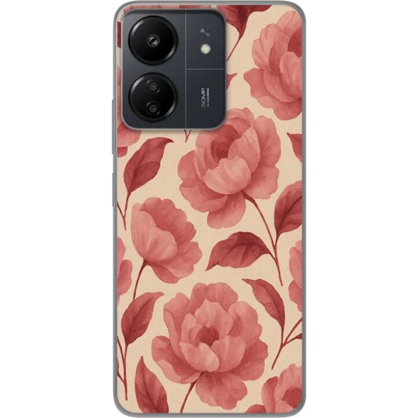 Xiaomi Redmi 13C Läpinäkyvä kuori Ruusun Kukinta