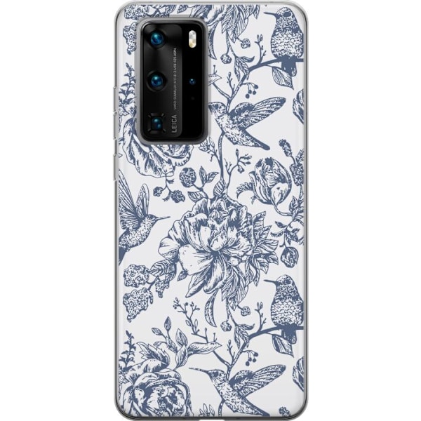 Huawei P40 Pro Genomskinligt Skal Blomster & Fåglar – romantiskt mönster i vintage-stil