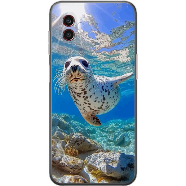 Samsung Galaxy Xcover6 Pro Genomskinligt Skal Säl Hav Simmande Djurmotiv Natur Vattenmotiv Blå Design Marint Tema Populärt Motiv Djurliv