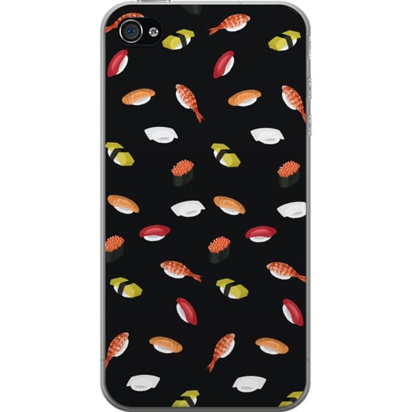 Kompatibel Mobilcover til Apple iPhone 4s Mønster med sushi, nigiri, rejer og rogn mod sort baggrund sort