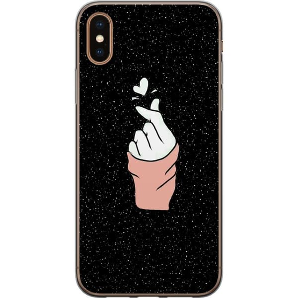 Kompatibelt Mobildeksel til Apple iPhone XS Minimal håndgest med hjerter i mørkt verdensrom