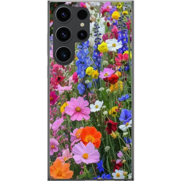 Samsung Galaxy S24 Ultra Genomskinligt Skal Blommigt mobilskal med somrig äng och naturmotiv