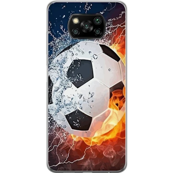 Xiaomi Poco X3 NFC Genomskinligt Skal Fotboll Eld