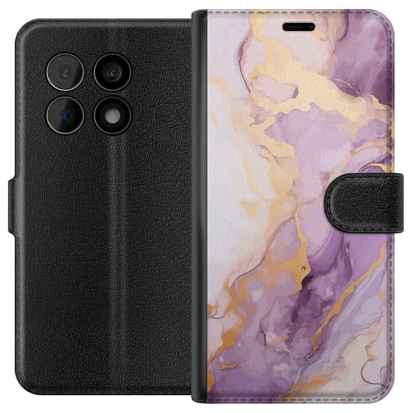 Kompatibelt Plånboksfodral till OnePlus 10 Pro Marmor Lila Guld
