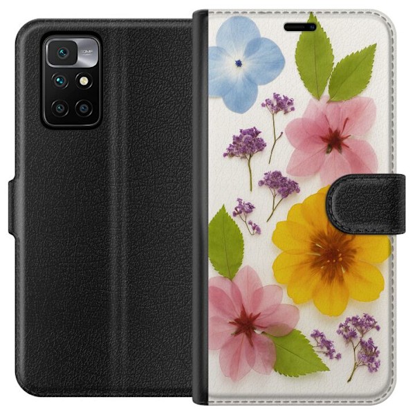 Xiaomi Redmi 10 Plånboksfodral Pressade blommor