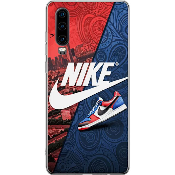 Huawei P30 Genomskinligt Skal Nike Logotyp Röd Blå Sneaker Stil Sport Fashion Populärt Swoosh Motiv Träningskläder Grafisk Ikon