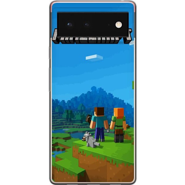 Google Pixel 6 Genomskinligt Skal Minecraft Key Art