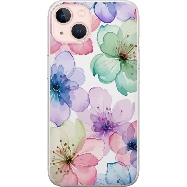 Kompatibel Mobilcover til Apple iPhone 13 Akvarelblomster i bløde pastelfarver