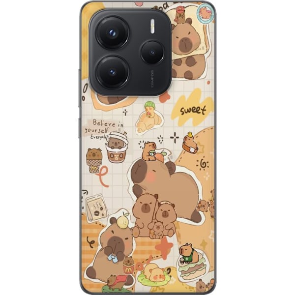 Xiaomi Redmi Note 14 Läpinäkyvä kuori Kawaii capybara mobilskal med gulliga djurmotiv