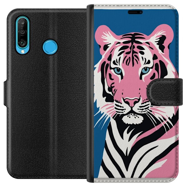 Huawei P30 lite Lommeboketui Tankefull Tiger