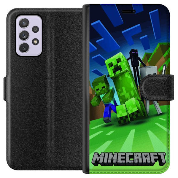 Samsung Galaxy A52s 5G Plånboksfodral Minecraft Creeper mobilskal i klassisk grön pixelstil