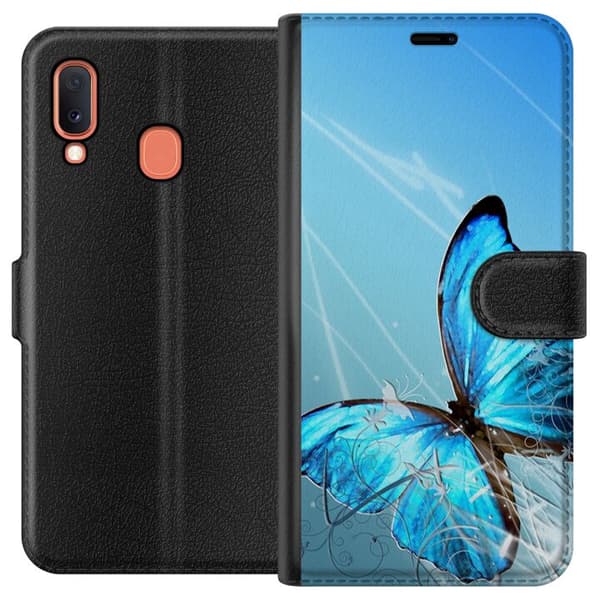 Kompatibelt Plånboksfodral till Samsung Galaxy A20e Fjäril