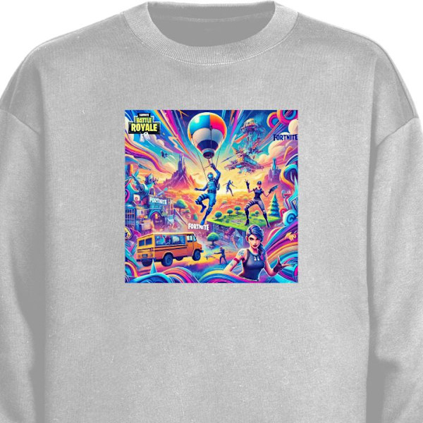 Sweatshirt for Voksen | Klassisk Collegegenser Fortnite vs Min grå XXL