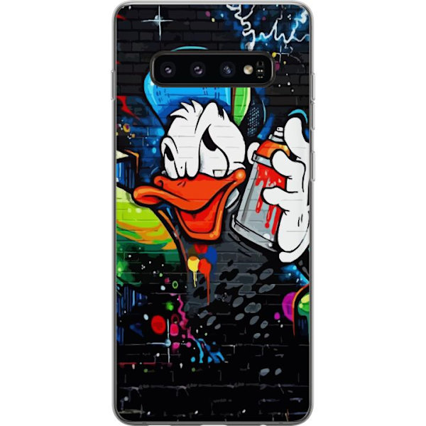 Samsung Galaxy S10 Gennemsigtig cover Kalle Anka Graffiti Disney Design Sjovt Børnemotiv Farve Grafisk Populær Serie Ikonisk Disneyfigur