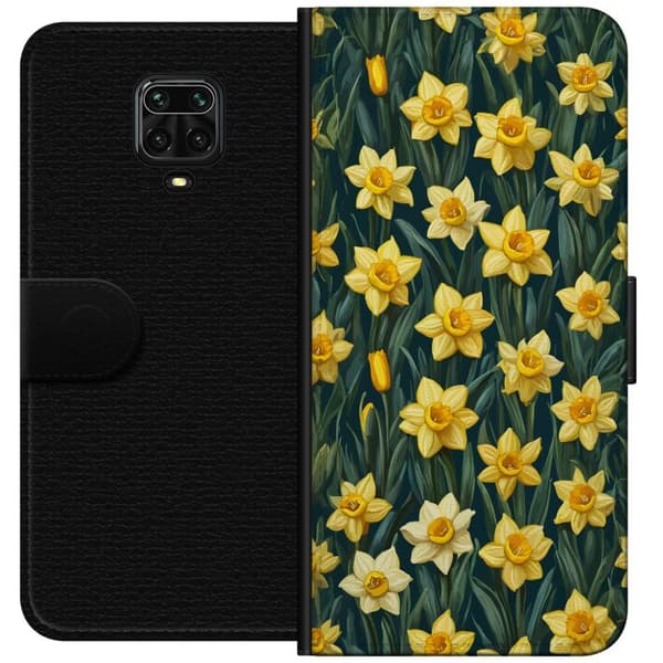 Kompatibelt Plånboksfodral till Xiaomi Redmi Note 9S Gula påskliljor gul