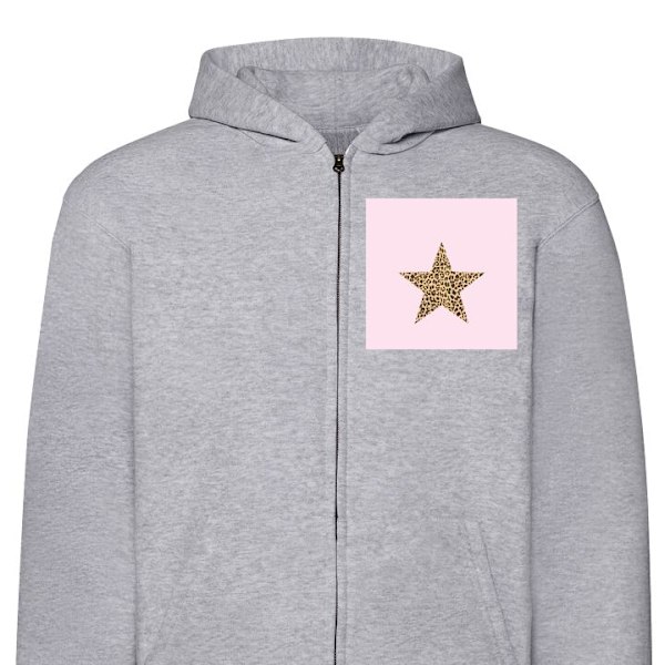 Zip-Hoodie | Hættetrøje med Lynlås til Voksne Leopard stjer grå M