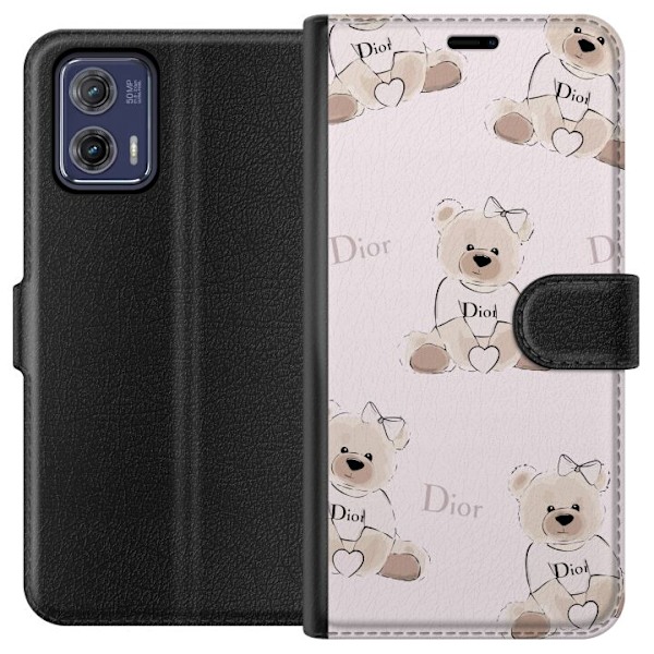 Motorola Moto G73 Tegnebogsetui Teddy Dior Vibes - luksuriøs bamse i modetil