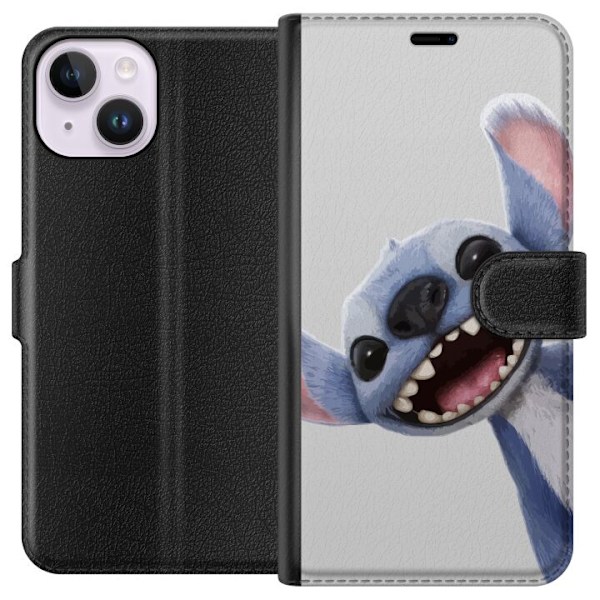 Apple iPhone 14 Plånboksfodral Stitch i Fart – Kawaii Design för Fans & Barn