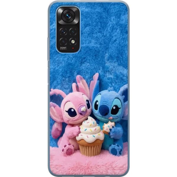 Kompatibel Mobilcover til Xiaomi Redmi Note 11S Søde blå og lyserøde figurer med stor cupcake og krymmel pink
