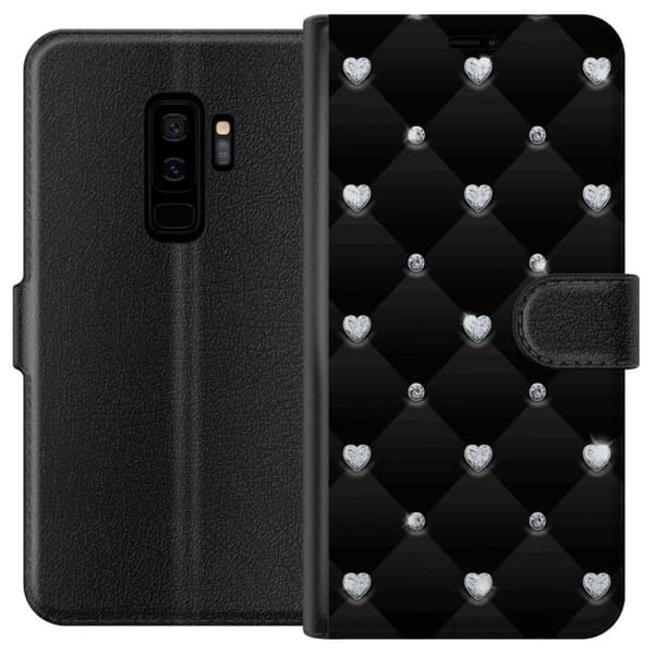 Kompatibel Tegnebogsetui til Samsung Galaxy S9+ Diamant Hjerte