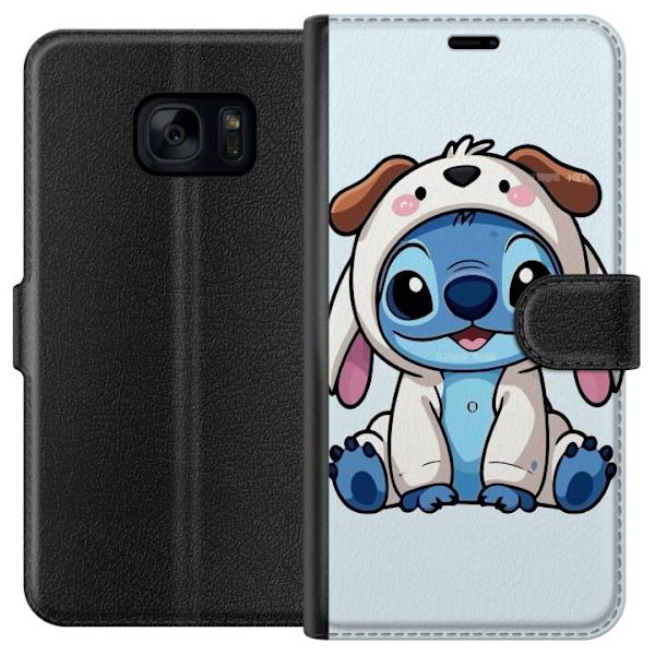 Samsung Galaxy S7 Lompakkokotelo Stitch Koirapuku Lilo & Stitch Disney Hauska Design Sininen Avaruusolento Sarjakuva Hahmo Suosittu Lapsille Suosittu