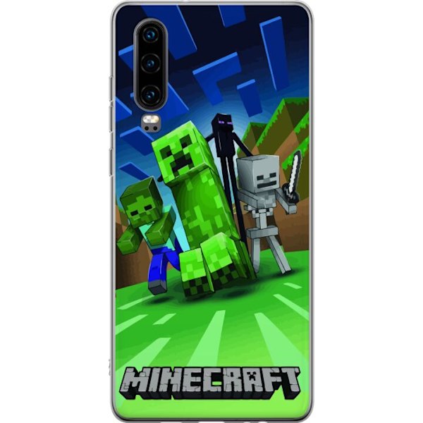Huawei P30 Läpinäkyvä kuori Minecraft Creeper mobilskal i klassisk grön pixelstil