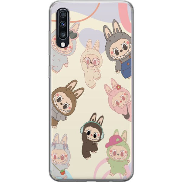 Samsung Galaxy A70 Genomskinligt Skal Labubu Pop Mart Kollektion Motiv Figur Samling Design Populärt Art Toy Pop Mart Kreativ Grafiskt