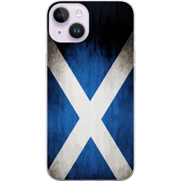 Kompatibelt Mobildeksel til Apple iPhone 14 Skottlands flagg med grunge effekt og blå hvit design blå