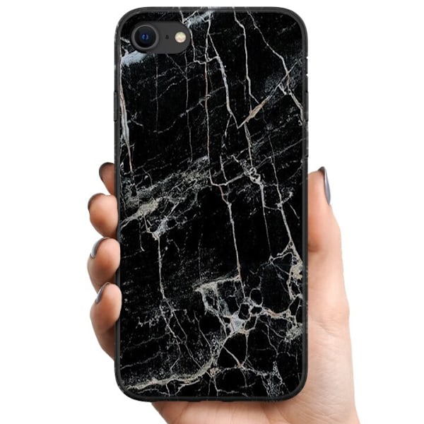 Apple iPhone SE (2020) TPU Mobilcover Sort marmor
