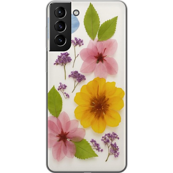 Samsung Galaxy S21+ 5G Genomskinligt Skal Pressade blommor