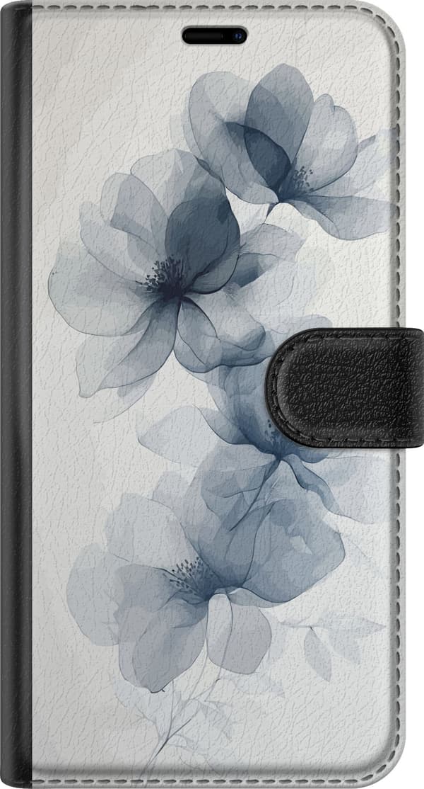 Kompatibel Tegnebogsetui til Apple iPhone 11 Pro Blå transparente blomster med tynde kronblade og elegante botaniske linjer mod en hvid baggrund blå