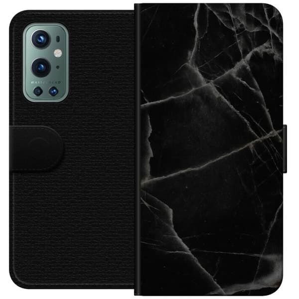 Kompatibelt Plånboksfodral till OnePlus 9 Pro Svart marmor