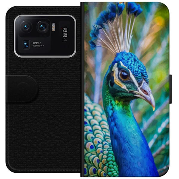 Xiaomi Mi 11 Ultra Plånboksfodral Påfågel Fjädrar Färgstark Design Fågelmotiv Exotiskt Grafiskt Motiv Natur Lyxig Dekoration