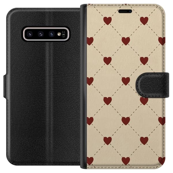 Kompatibelt Lommeboketui til Samsung Galaxy S10+ Hjertegrind