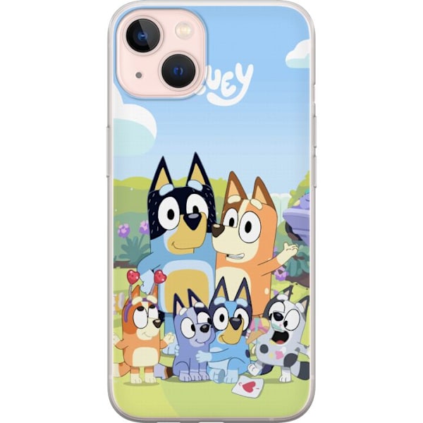 Apple iPhone 13 mini Genomskinligt Skal Bluey mobilskal med hela familjen i färgglad design