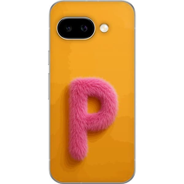 Kompatibelt Mobildeksel til Google Pixel 10a Fluffy bokstav P i rosa med myk pelsstruktur og leken typografi rosa