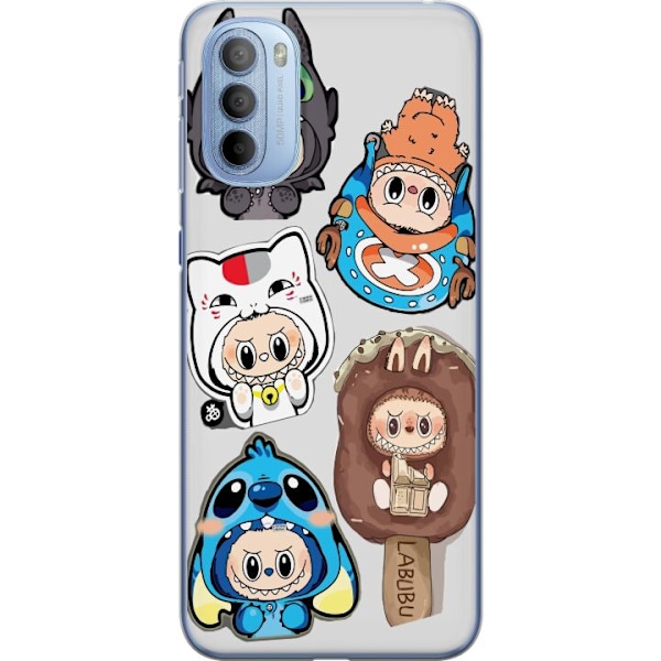 Motorola Moto G31 Gennemsigtig cover Labubu figur samling - Po