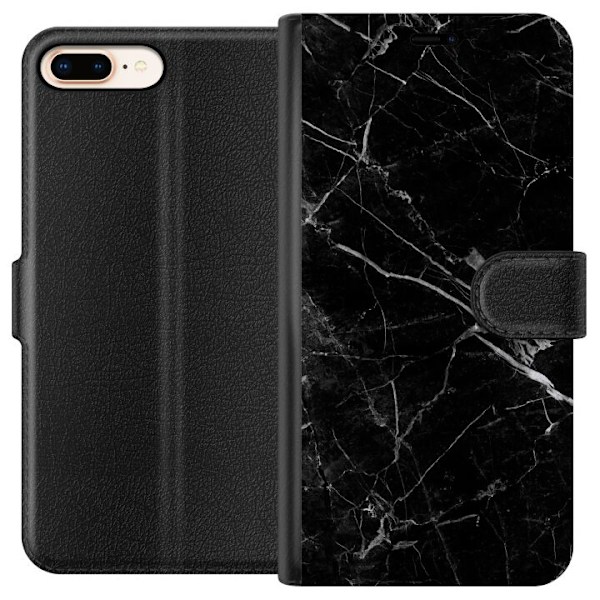 Apple iPhone 8 Plus Lompakkokotelo Musta Marmori