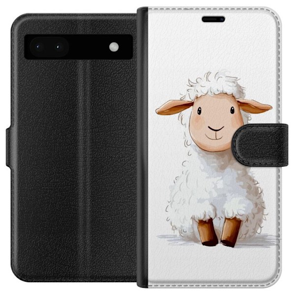 Google Pixel 6a Lompakkokotelo Suloinen Lammas - lasten ja vauvan tuotteita sarjakuvatyyliin