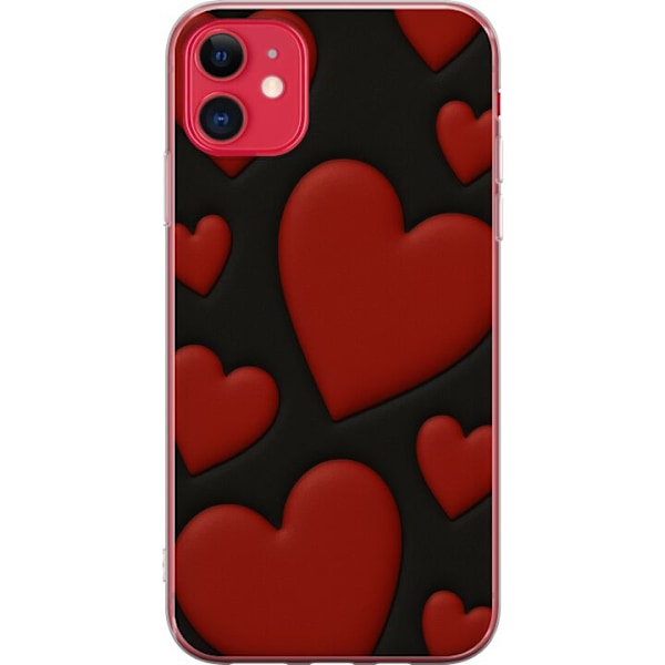 Apple iPhone 11 Läpinäkyvä kuori Punaiset Samettisydämet