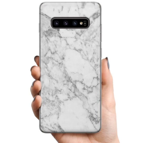 Samsung Galaxy S10+ TPU Mobilcover Marmor Hvid