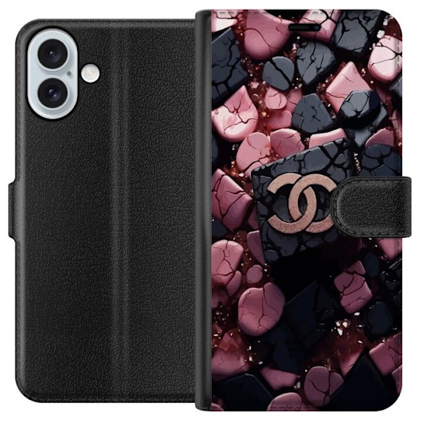 Apple iPhone 16 Plus Lommeboketui Chanel Svart og Rosa