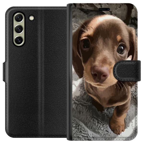 Kompatibel Tegnebogsetui til Samsung Galaxy S21 FE 5G Sød Hund