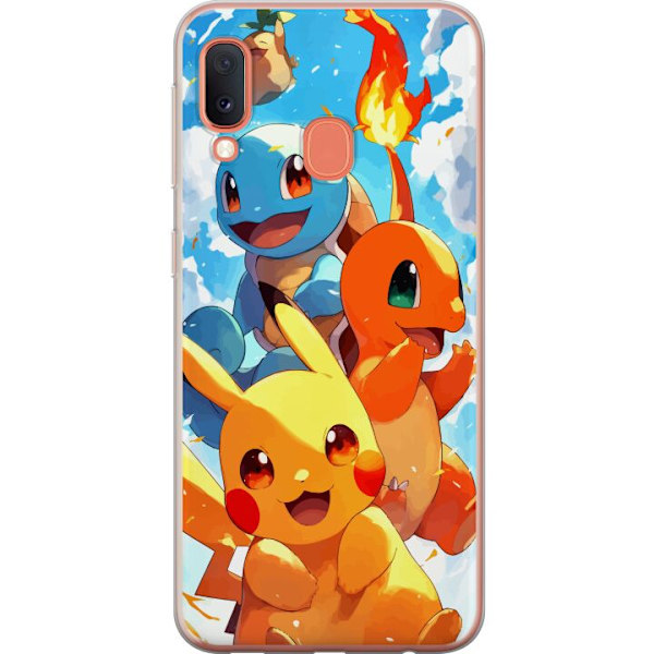 Samsung Galaxy A20e Läpinäkyvä kuori Pocket Creatures - innoittanut Pokémonista mainitsematta nimeä