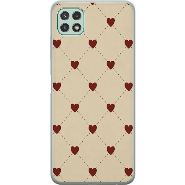 Samsung Galaxy A22 5G Genomskinligt Skal Heart Grid