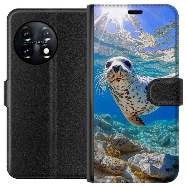 OnePlus 11 Tegnebogsetui Salg Hav Svømning Dyremotiv Natur Vandmotiv Blåt Design Marin Tema Populært Motiv Dyreliv